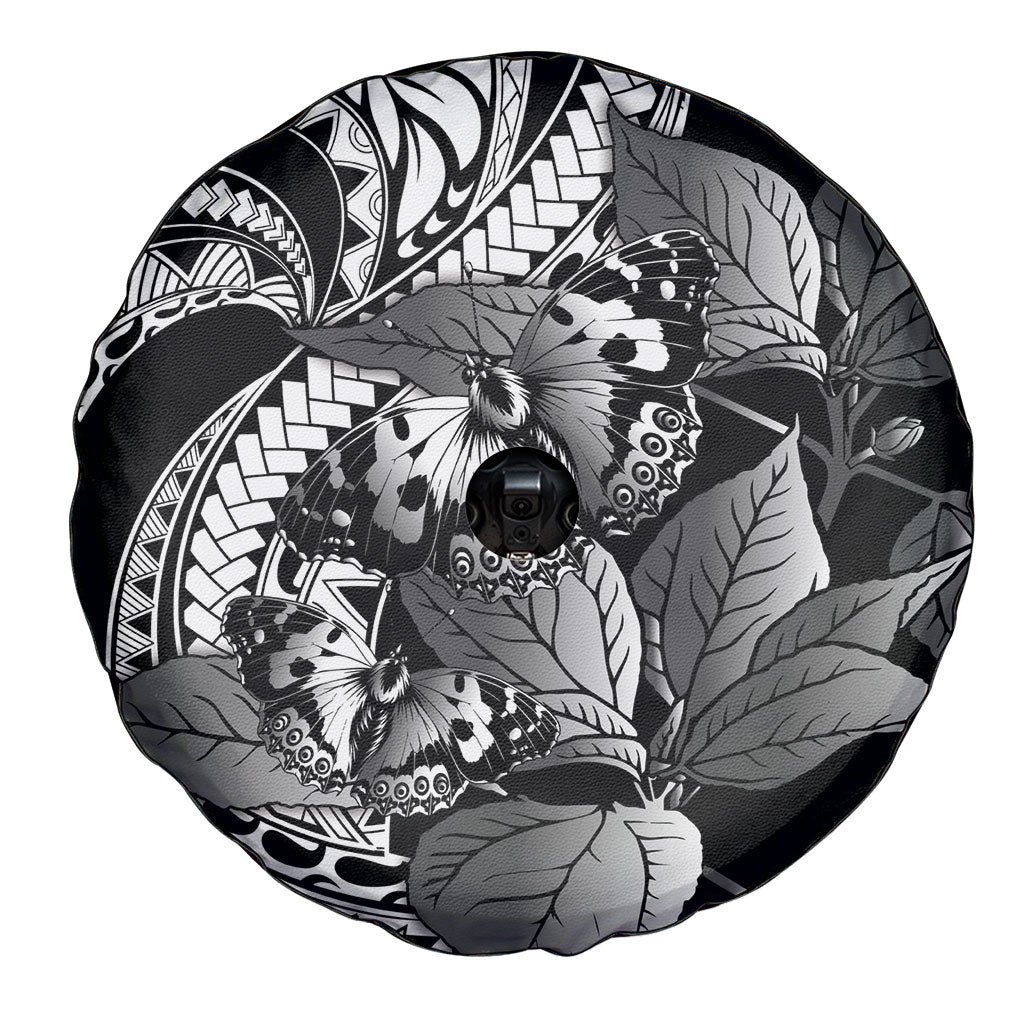 Kamehameha Butterfly Hawaii Spare Tire Cover Hawaiian Pulelehua Mamaki Black Color