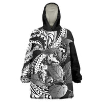 Kamehameha Butterfly Hawaii Wearable Blanket Hoodie Hawaiian Pulelehua Mamaki Black Color