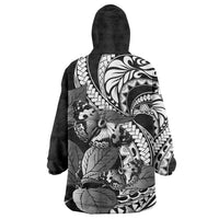 Kamehameha Butterfly Hawaii Wearable Blanket Hoodie Hawaiian Pulelehua Mamaki Black Color