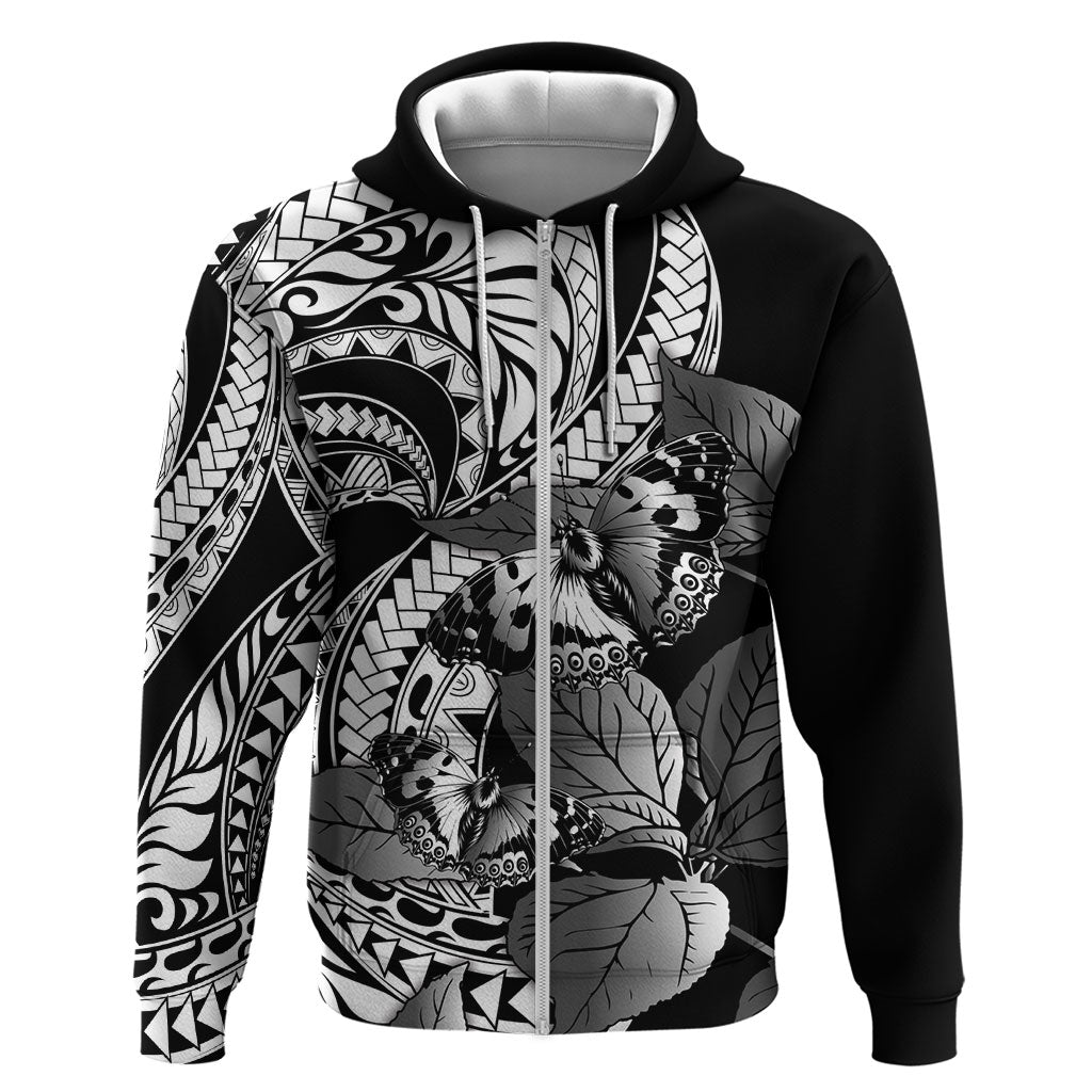 Kamehameha Butterfly Hawaii Zip Hoodie Hawaiian Pulelehua Mamaki Black Color LT14 Zip Hoodie Black - Polynesian Pride