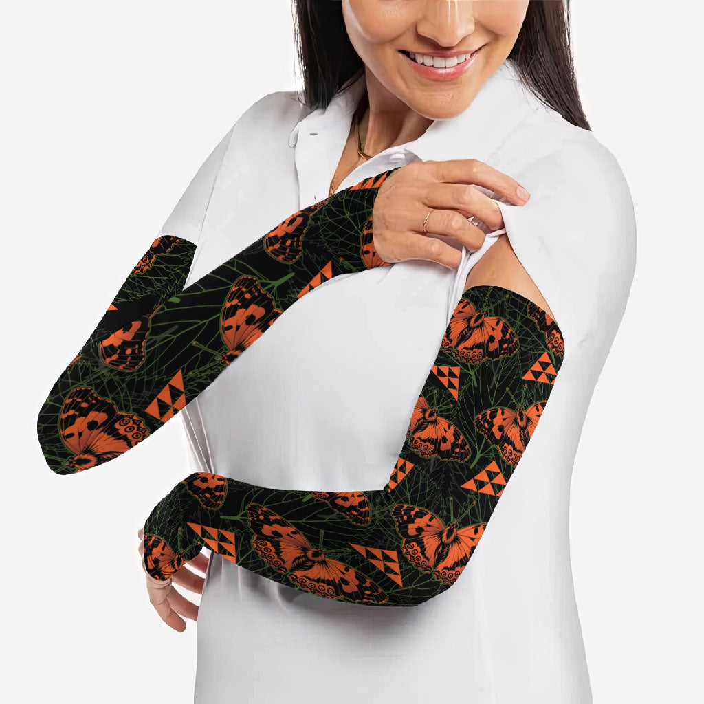 Kamehameha Butterfly Mamaki Hawaii Arm Sleeves Pulelehua Hawaiian Kakau Seamless Style