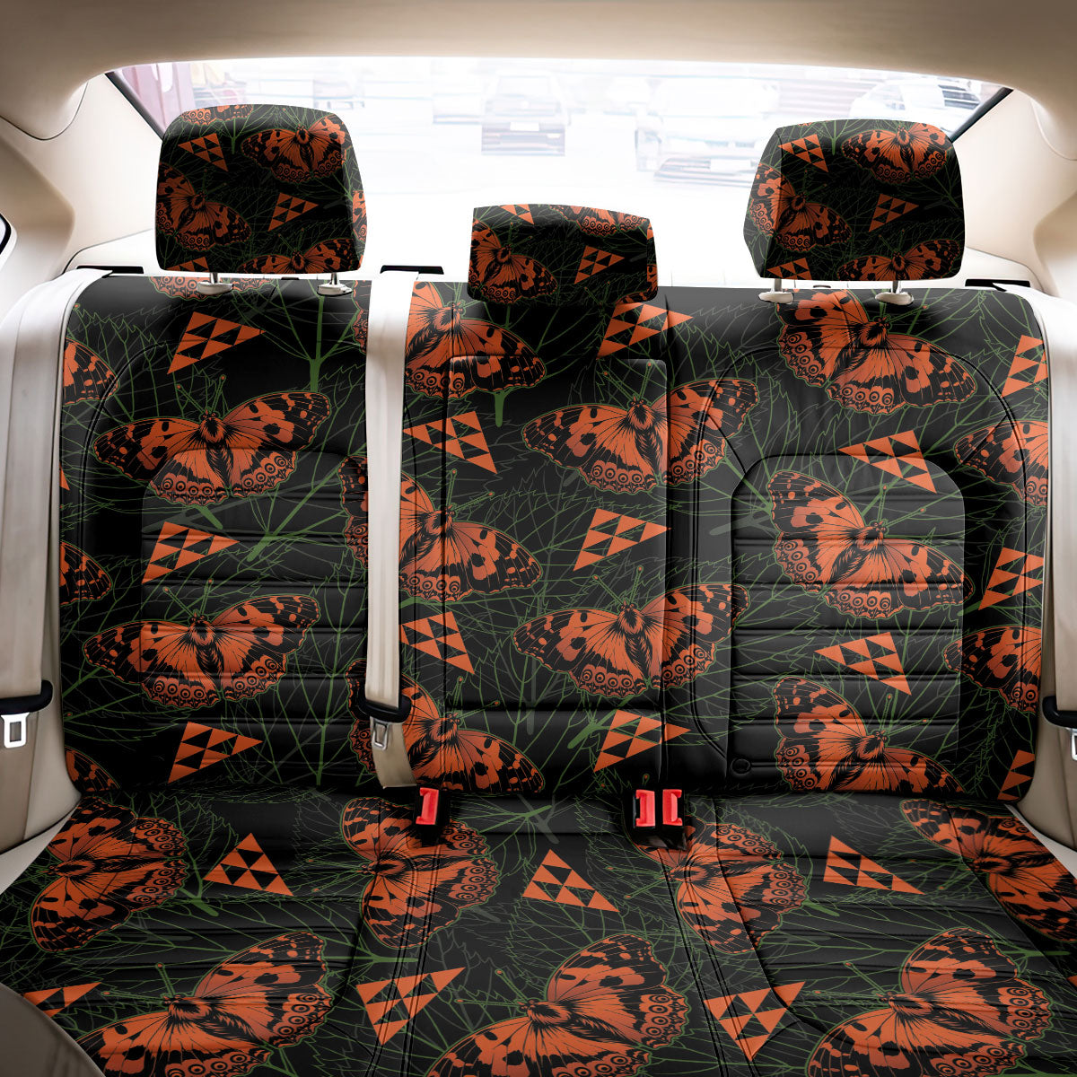 Kamehameha Butterfly Mamaki Hawaii Back Car Seat Cover Pulelehua Hawaiian Kakau Seamless Style