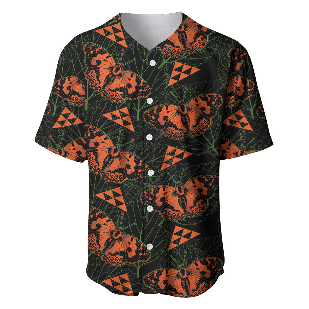 Kamehameha Butterfly Mamaki Hawaii Baseball Jersey Pulelehua Hawaiian Kakau Seamless Style