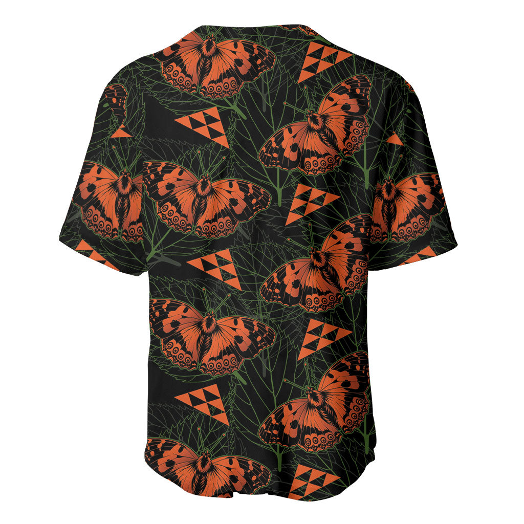 Kamehameha Butterfly Mamaki Hawaii Baseball Jersey Pulelehua Hawaiian Kakau Seamless Style