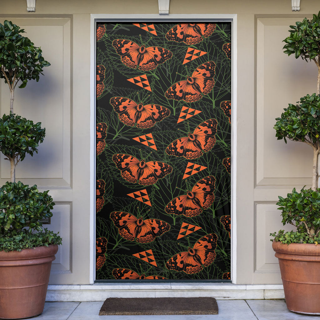 Kamehameha Butterfly Mamaki Hawaii Door Cover Pulelehua Hawaiian Kakau Seamless Style