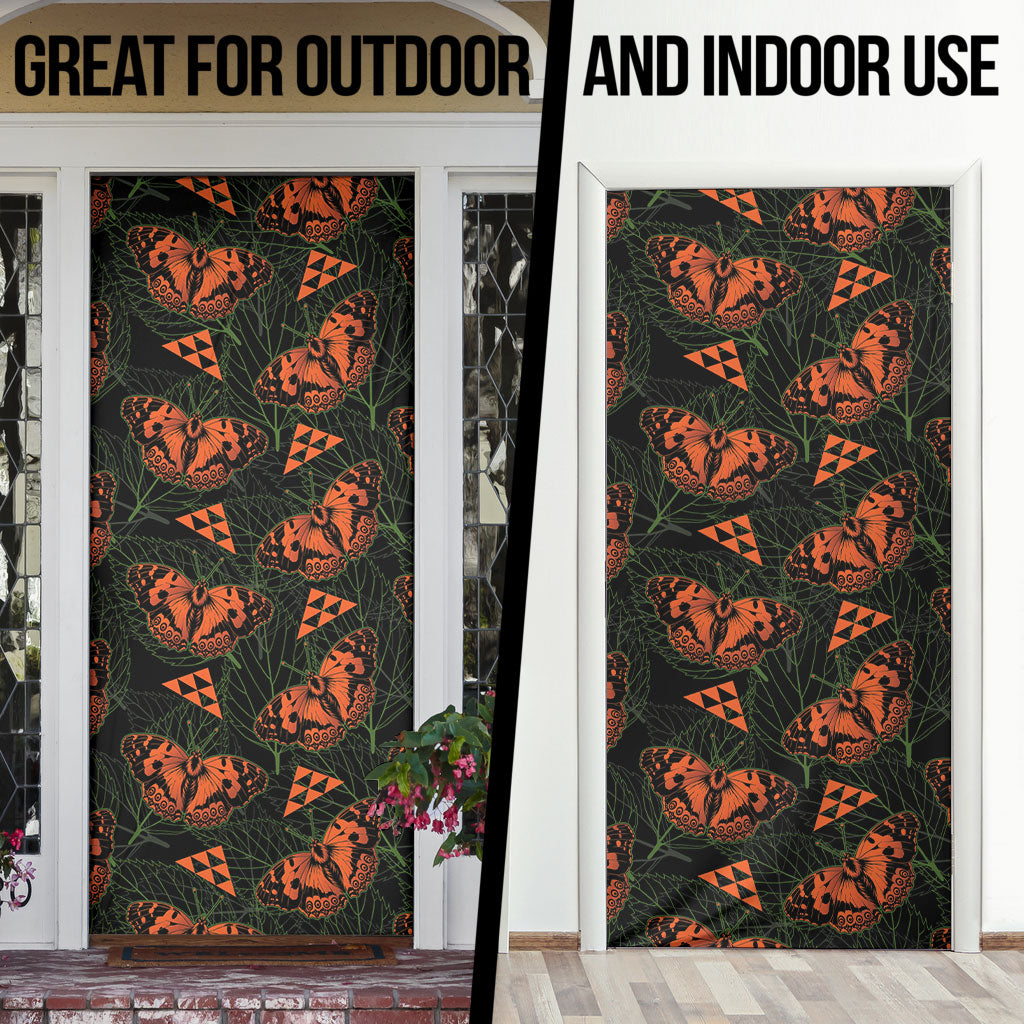 Kamehameha Butterfly Mamaki Hawaii Door Cover Pulelehua Hawaiian Kakau Seamless Style