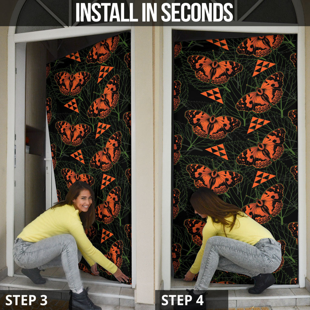Kamehameha Butterfly Mamaki Hawaii Door Cover Pulelehua Hawaiian Kakau Seamless Style
