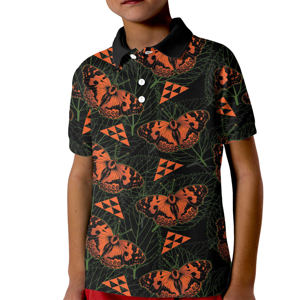 Kamehameha Butterfly Mamaki Hawaii Kid Polo Shirt Pulelehua Hawaiian Kakau Seamless Style