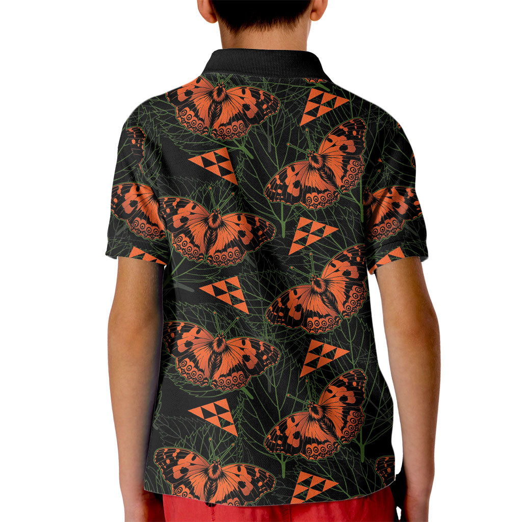 Kamehameha Butterfly Mamaki Hawaii Kid Polo Shirt Pulelehua Hawaiian Kakau Seamless Style