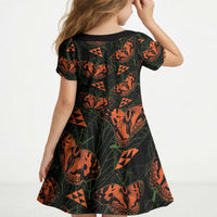 Kamehameha Butterfly Mamaki Hawaii Kid Short Sleeve Dress Pulelehua Hawaiian Kakau Seamless Style