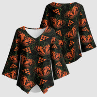 Kamehameha Butterfly Mamaki Hawaii Kimono Sleeve Blouse Pulelehua Hawaiian Kakau Seamless Style