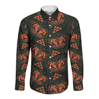 Kamehameha Butterfly Mamaki Hawaii Long Sleeve Button Shirt Pulelehua Hawaiian Kakau Seamless Style