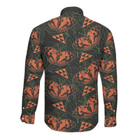 Kamehameha Butterfly Mamaki Hawaii Long Sleeve Button Shirt Pulelehua Hawaiian Kakau Seamless Style