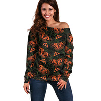 Kamehameha Butterfly Mamaki Hawaii Off Shoulder Sweater Pulelehua Hawaiian Kakau Seamless Style