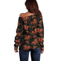 Kamehameha Butterfly Mamaki Hawaii Off Shoulder Sweater Pulelehua Hawaiian Kakau Seamless Style