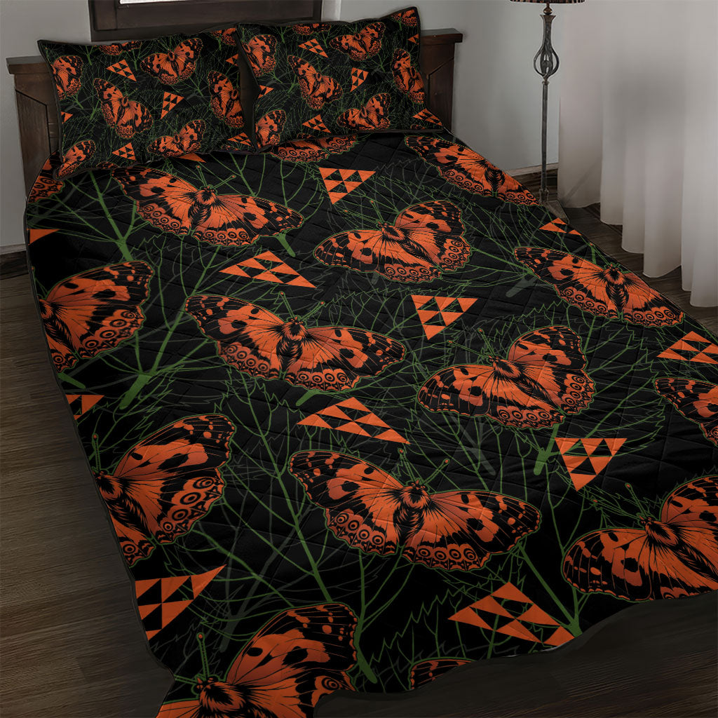 Kamehameha Butterfly Mamaki Hawaii Quilt Bed Set Pulelehua Hawaiian Kakau Seamless Style