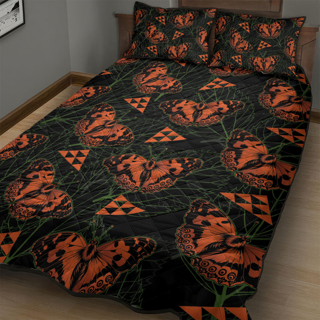 Kamehameha Butterfly Mamaki Hawaii Quilt Bed Set Pulelehua Hawaiian Kakau Seamless Style