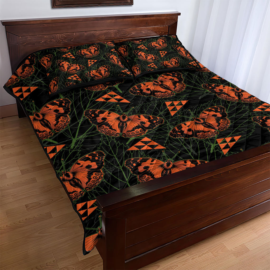 Kamehameha Butterfly Mamaki Hawaii Quilt Bed Set Pulelehua Hawaiian Kakau Seamless Style
