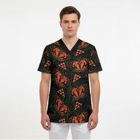 Kamehameha Butterfly Mamaki Hawaii Scrub Top Pulelehua Hawaiian Kakau Seamless Style
