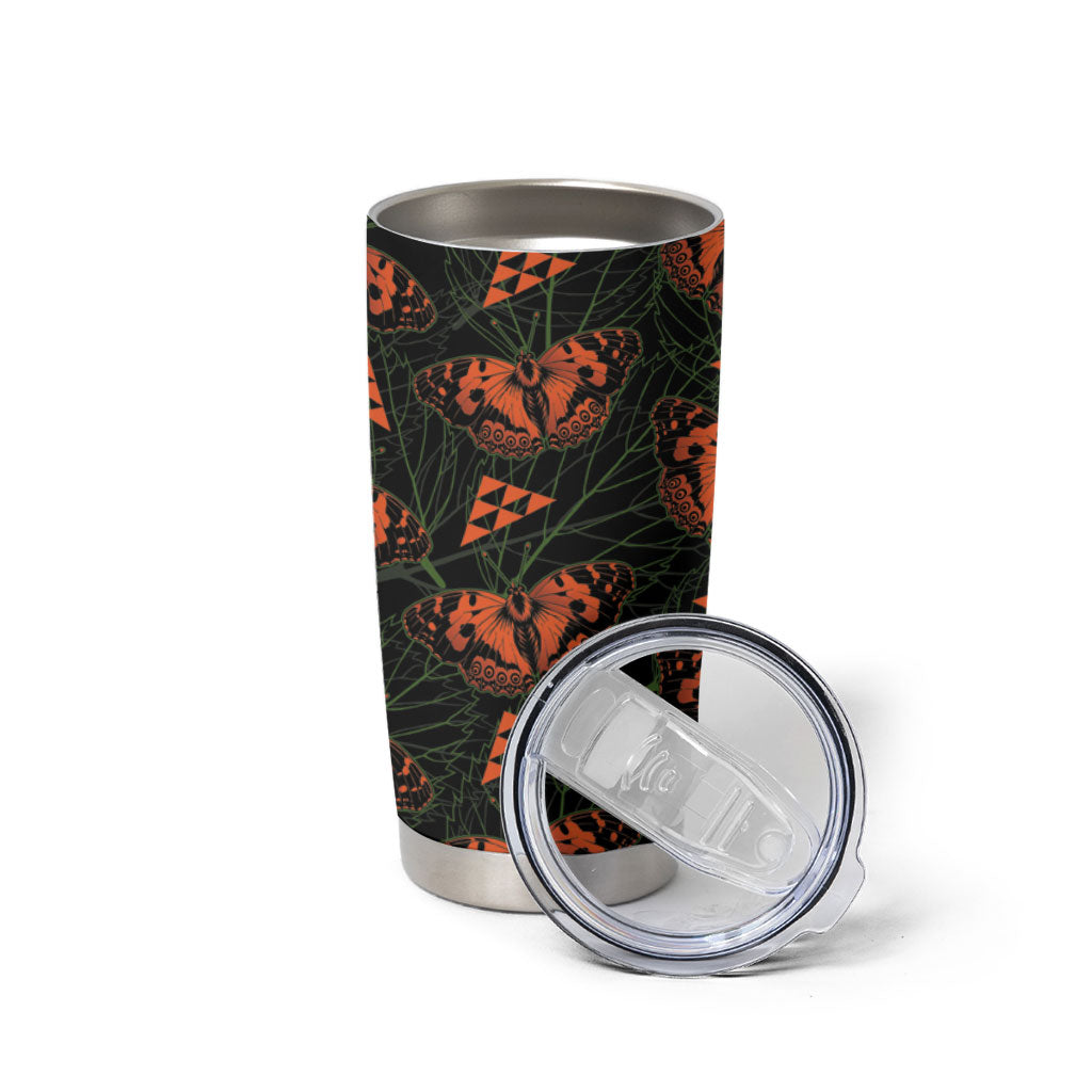 Kamehameha Butterfly Mamaki Hawaii Tumbler Cup Pulelehua Hawaiian Kakau Seamless Style