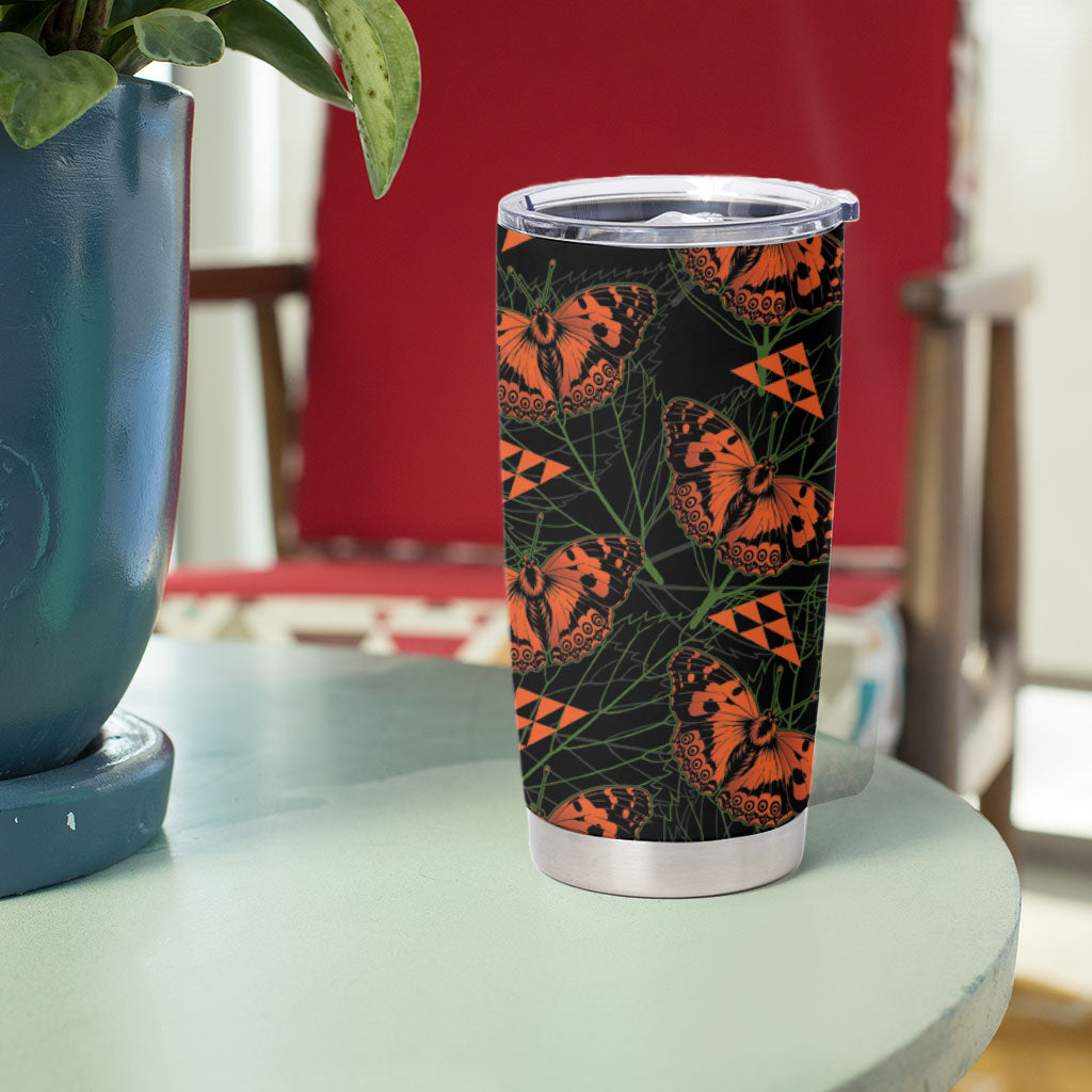 Kamehameha Butterfly Mamaki Hawaii Tumbler Cup Pulelehua Hawaiian Kakau Seamless Style