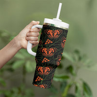 Kamehameha Butterfly Mamaki Hawaii Tumbler With Handle Pulelehua Hawaiian Kakau Seamless Style