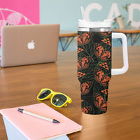 Kamehameha Butterfly Mamaki Hawaii Tumbler With Handle Pulelehua Hawaiian Kakau Seamless Style