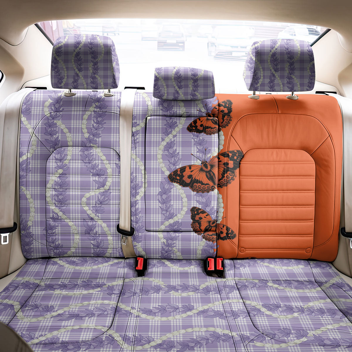 Kamehameha Butterfly Palaka Hawaii Back Car Seat Cover Pulelehua Honohono Pikake Lei