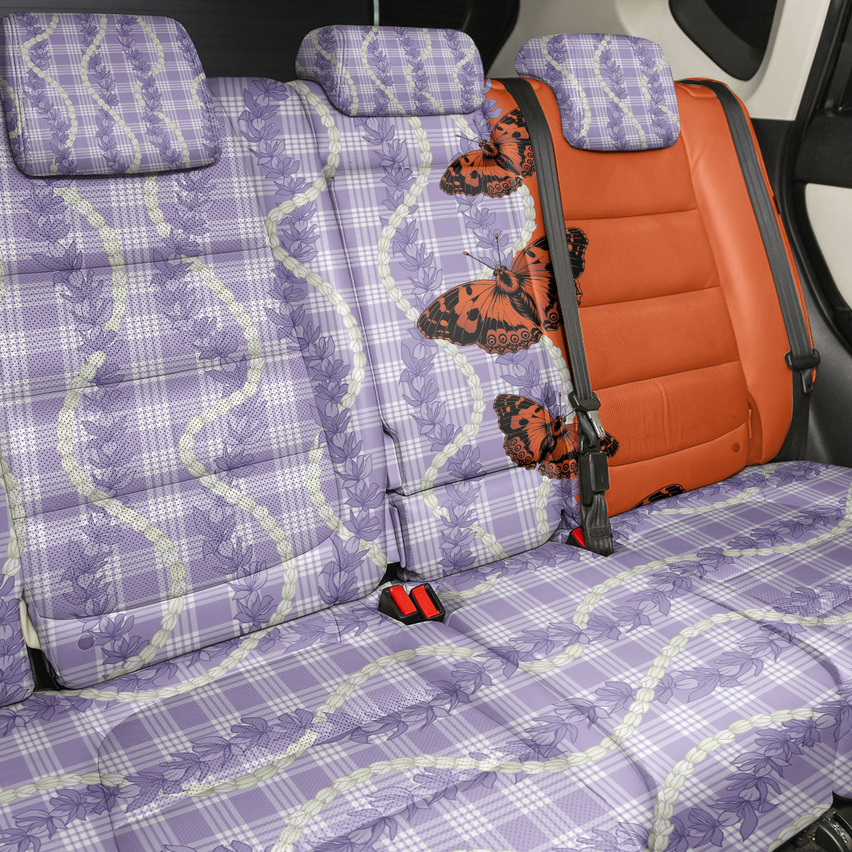 Kamehameha Butterfly Palaka Hawaii Back Car Seat Cover Pulelehua Honohono Pikake Lei