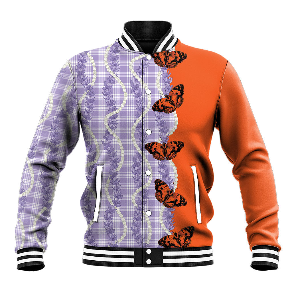 Kamehameha Butterfly Palaka Hawaii Baseball Jacket Pulelehua Honohono Pikake Lei