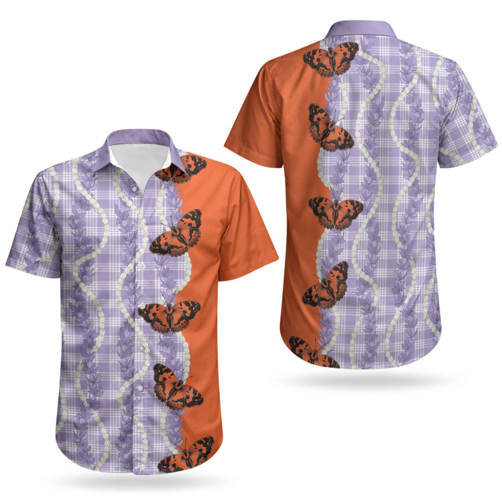 Kamehameha Butterfly Palaka Hawaii Couples Matching Long Sleeve Bodycon Dress and Hawaiian Shirt Pulelehua Honohono Pikake Lei
