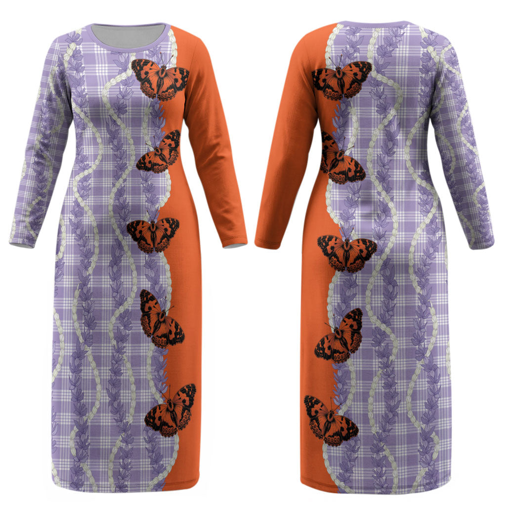 Kamehameha Butterfly Palaka Hawaii Couples Matching Long Sleeve Bodycon Dress and Hawaiian Shirt Pulelehua Honohono Pikake Lei