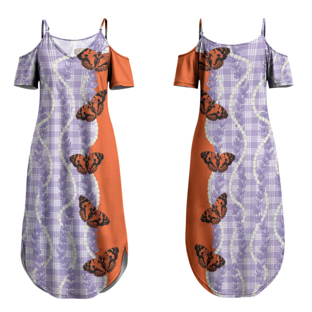 Kamehameha Butterfly Palaka Hawaii Couples Matching Summer Maxi Dress and Hawaiian Shirt Pulelehua Honohono Pikake Lei