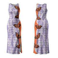 Kamehameha Butterfly Palaka Hawaii Couples Matching Tank Maxi Dress and Hawaiian Shirt Pulelehua Honohono Pikake Lei