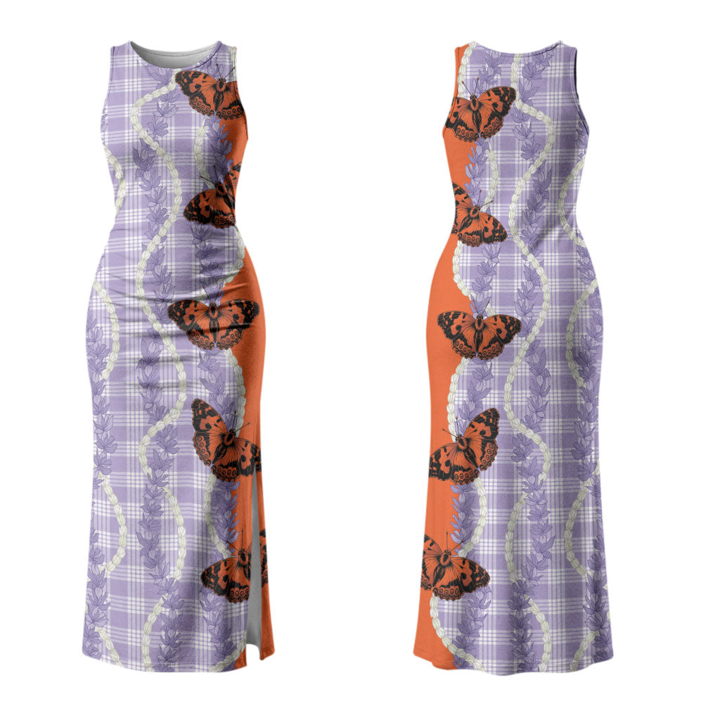 Kamehameha Butterfly Palaka Hawaii Couples Matching Tank Maxi Dress and Long Sleeve Button Shirt Pulelehua Honohono Pikake Lei