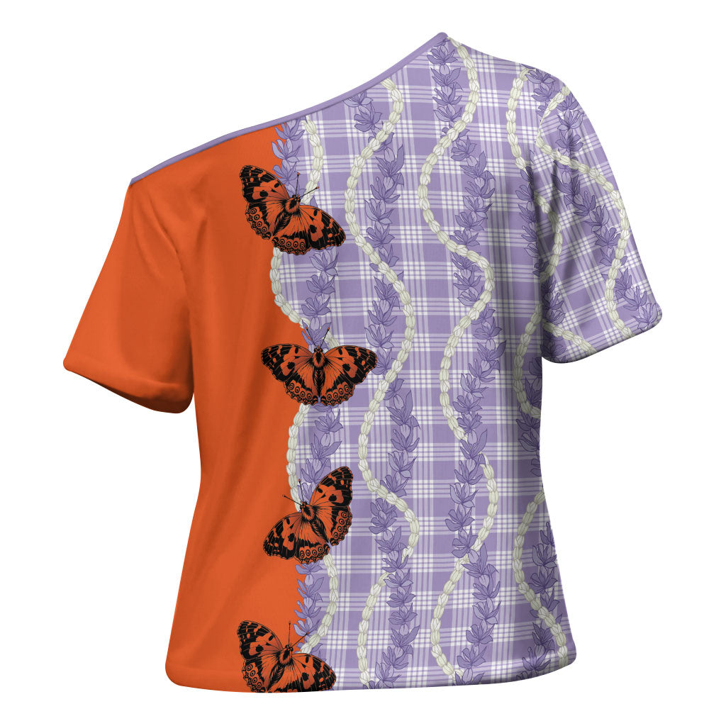 Kamehameha Butterfly Palaka Hawaii Cross Shoulder Shirt Pulelehua Honohono Pikake Lei