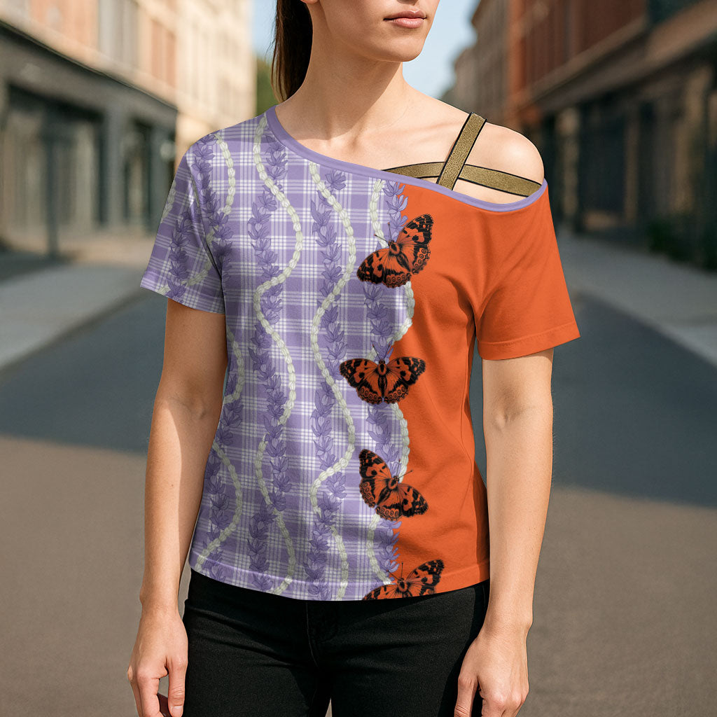 Kamehameha Butterfly Palaka Hawaii Cross Shoulder Shirt Pulelehua Honohono Pikake Lei