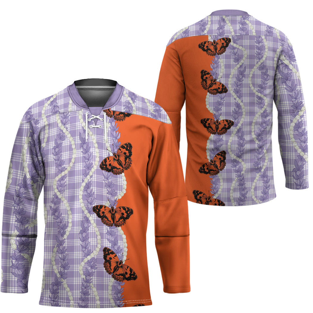 Kamehameha Butterfly Palaka Hawaii Hockey Jersey Pulelehua Honohono Pikake Lei