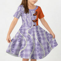 Kamehameha Butterfly Palaka Hawaii Kid Short Sleeve Dress Pulelehua Honohono Pikake Lei