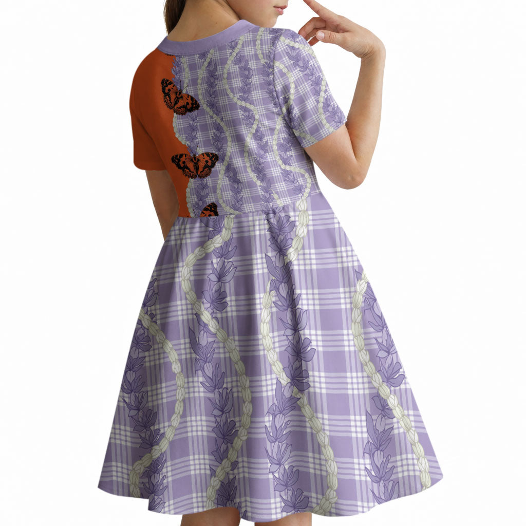 Kamehameha Butterfly Palaka Hawaii Kid Short Sleeve Dress Pulelehua Honohono Pikake Lei