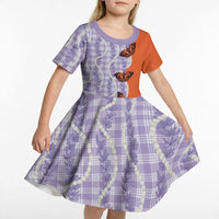 Kamehameha Butterfly Palaka Hawaii Kid Short Sleeve Dress Pulelehua Honohono Pikake Lei