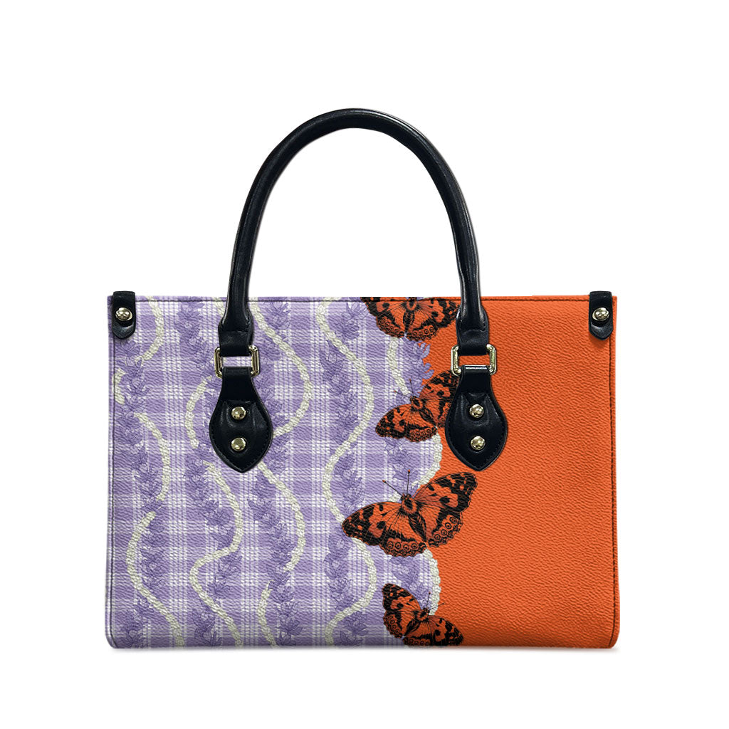 Kamehameha Butterfly Palaka Hawaii Leather Bag Pulelehua Honohono Pikake Lei