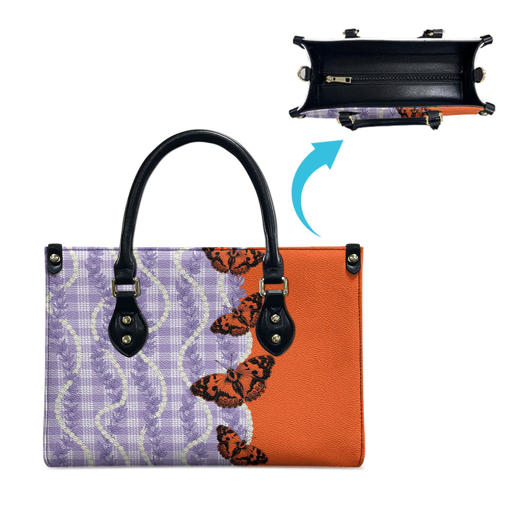 Kamehameha Butterfly Palaka Hawaii Leather Bag Pulelehua Honohono Pikake Lei