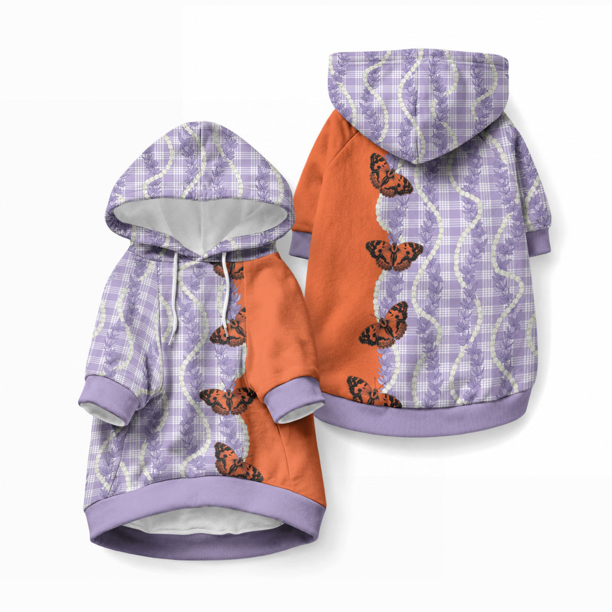 Kamehameha Butterfly Palaka Hawaii Pet Hoodie Pulelehua Honohono Pikake Lei