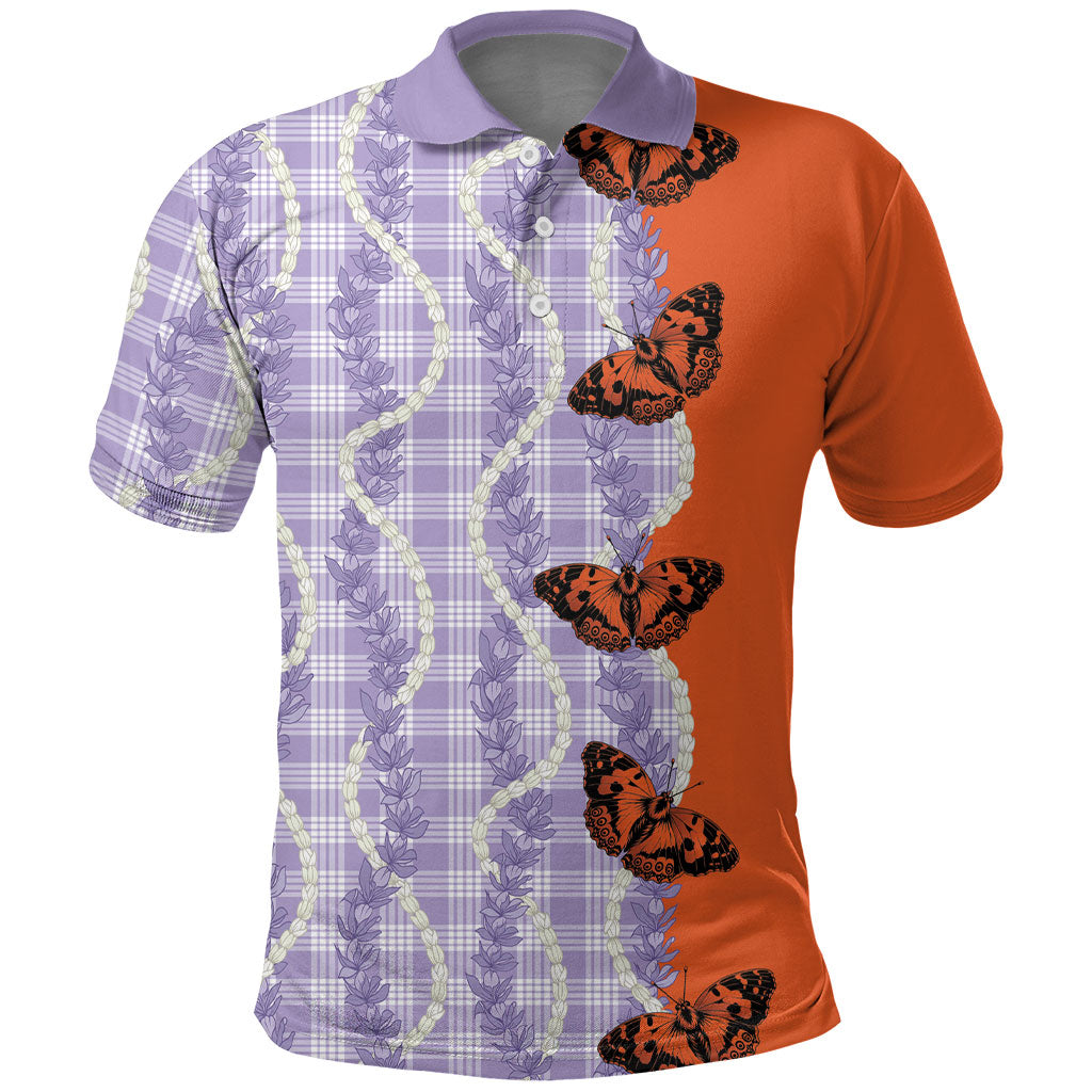 Kamehameha Butterfly Palaka Hawaii Polo Shirt Pulelehua Honohono Pikake Lei