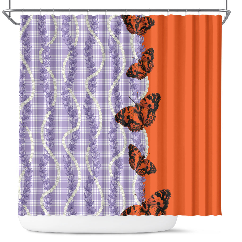 Kamehameha Butterfly Palaka Hawaii Shower Curtain Pulelehua Honohono Pikake Lei