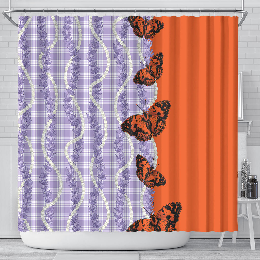 Kamehameha Butterfly Palaka Hawaii Shower Curtain Pulelehua Honohono Pikake Lei