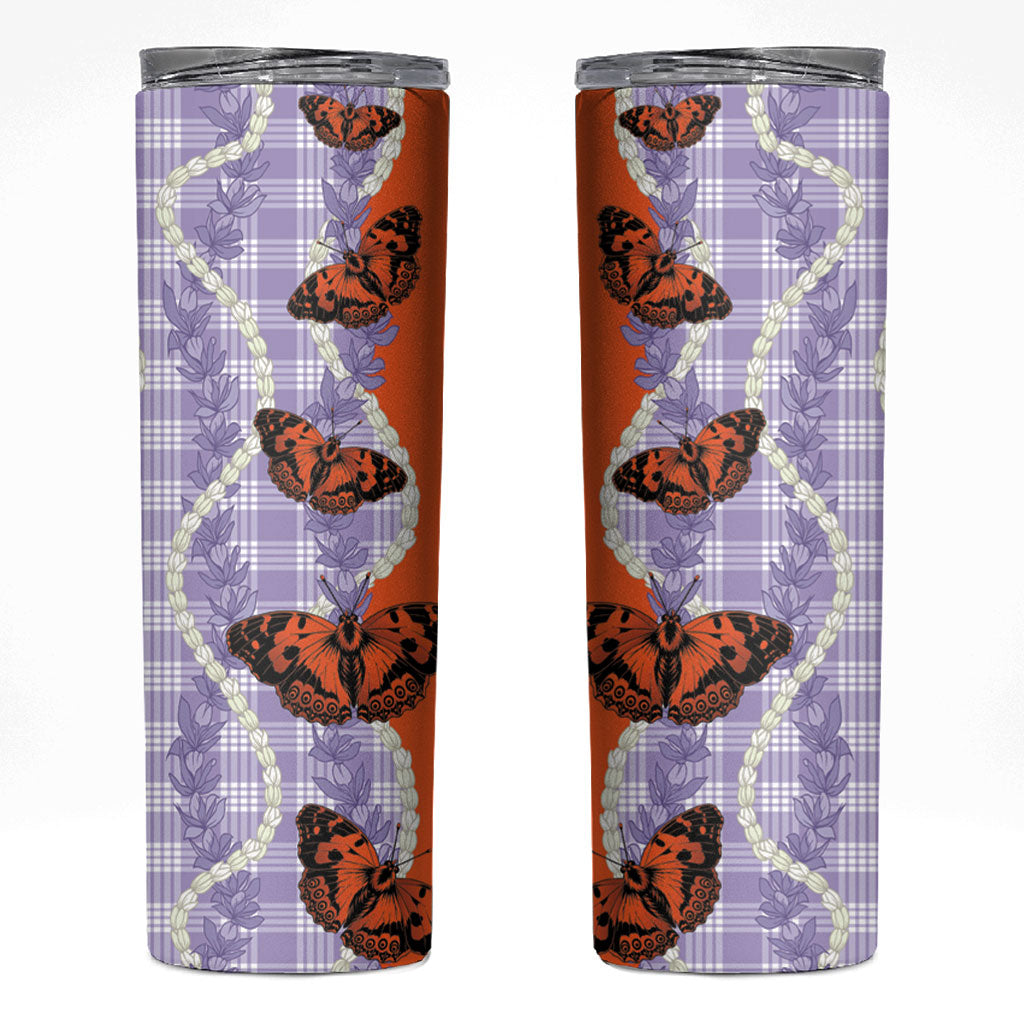 Kamehameha Butterfly Palaka Hawaii Skinny Tumbler Pulelehua Honohono Pikake Lei