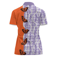 Kamehameha Butterfly Palaka Hawaii Women Polo Shirt Pulelehua Honohono Pikake Lei