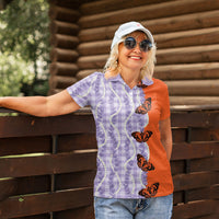 Kamehameha Butterfly Palaka Hawaii Women Polo Shirt Pulelehua Honohono Pikake Lei